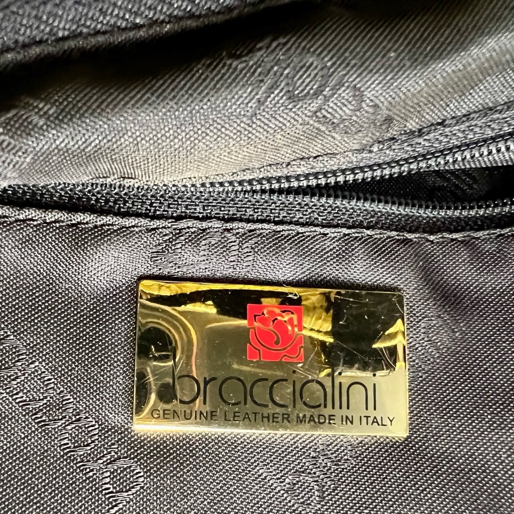 BRACCIALINI BLACK PATENT LEATHER AND GOLD HANDBAG MADE IN ITALY EUC - Picture 9 of 11